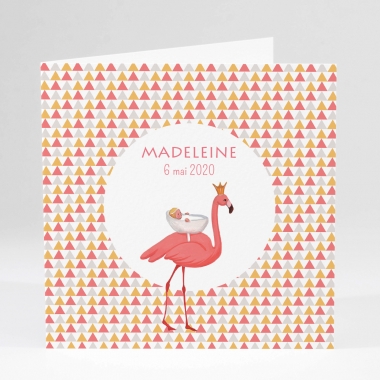 Faire-part de naissance Flamant rose chic