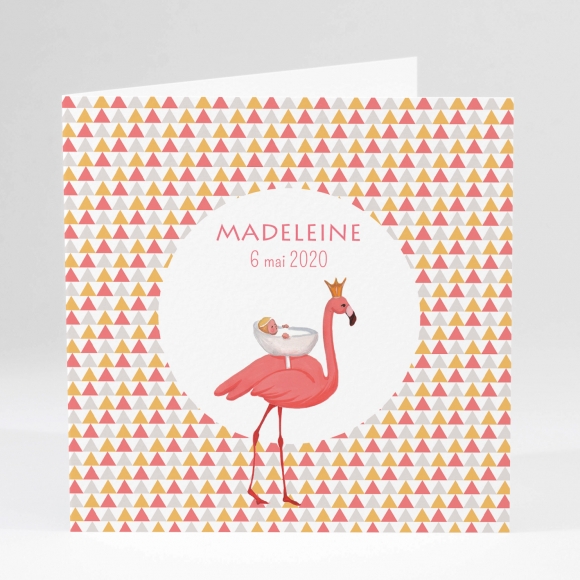 Faire-part de naissance Flamant rose chic