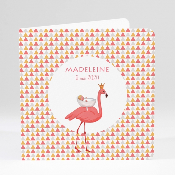 Faire-part de naissance Flamant rose chic