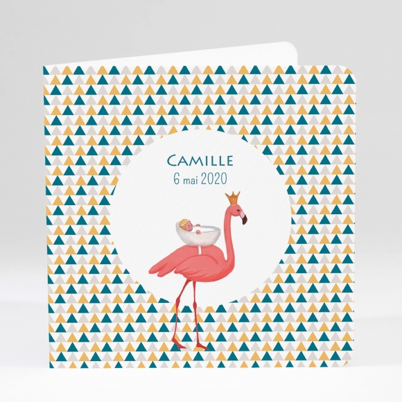 Faire-part de naissance Flamant rose chic