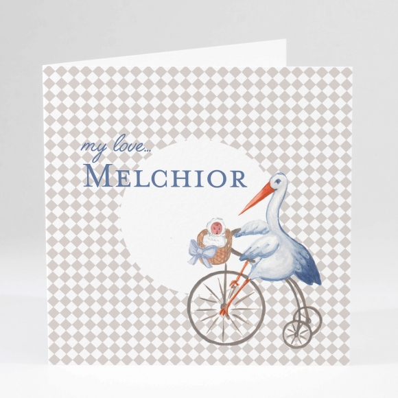 Faire-part de naissance Jolie cigogne tendance