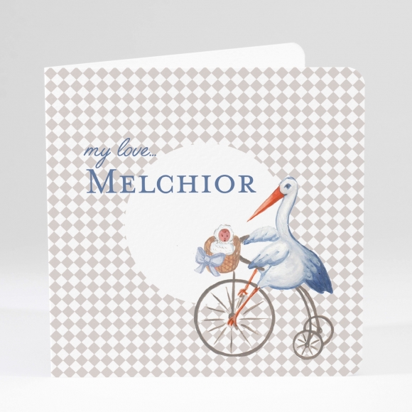 Faire-part de naissance Jolie cigogne tendance