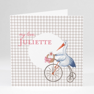 Faire-part de naissance Jolie cigogne tendance