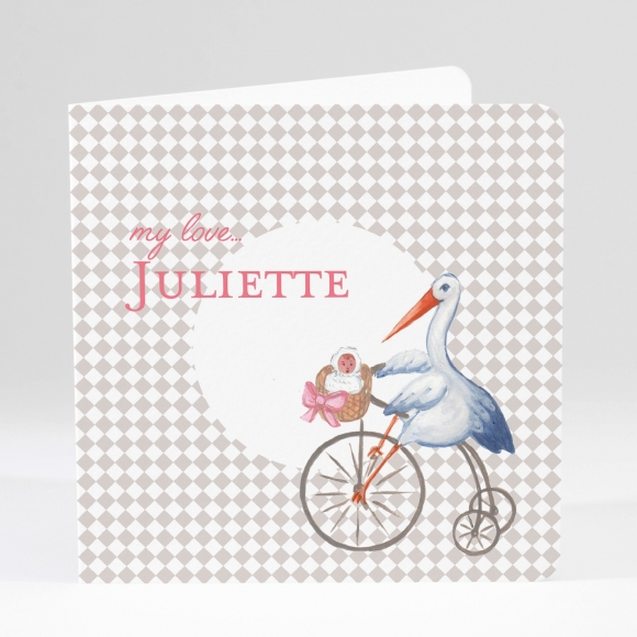 Faire-part de naissance Jolie cigogne tendance