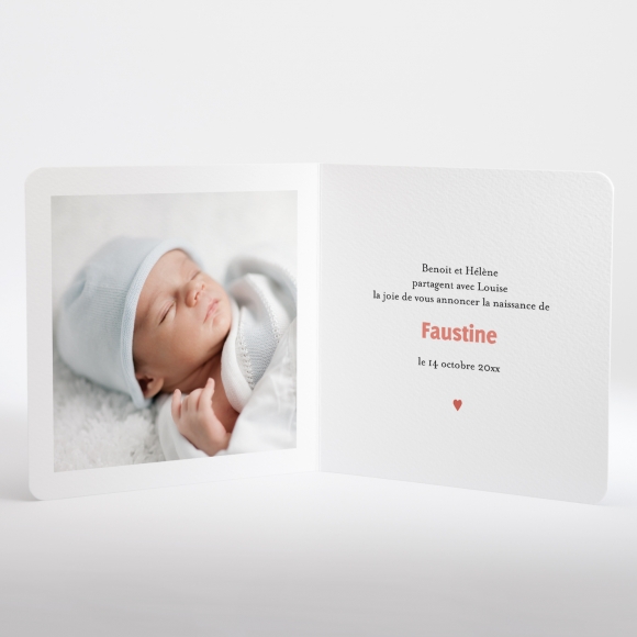 Faire-part de naissance Petit amour 2 enfants