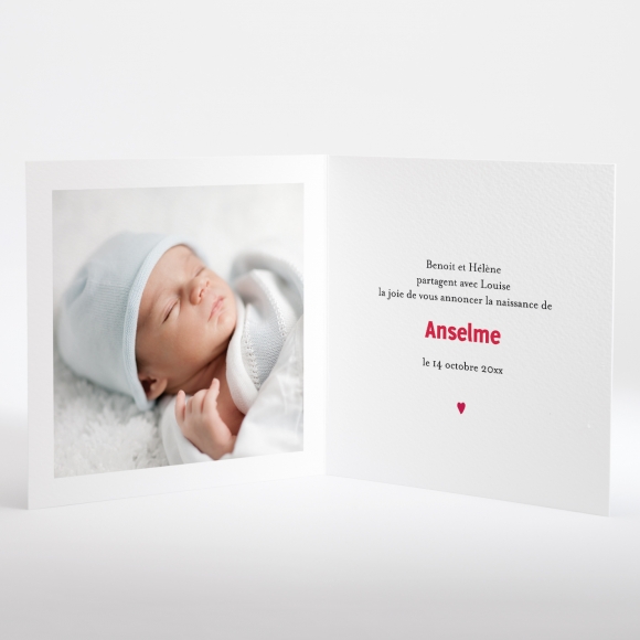 Faire-part de naissance Petit amour 2 enfants