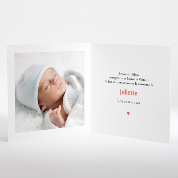 Faire-part de naissance Petit amour 3 enfants